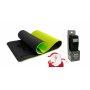 Коврик для йоги 10 мм двухслойный черно-зеленый + ремешок для йоги