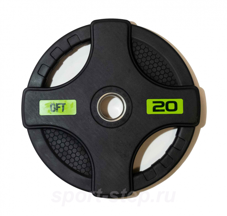 Диск олимпийский обрезиненный черный с двумя хватами 20 кг Original FitTools FT-2HGP-20