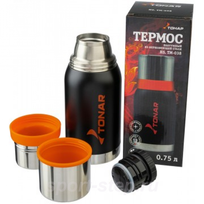 Термос (HS.TM-038) 750ML черный (2 крышки-кружки) TONAR
