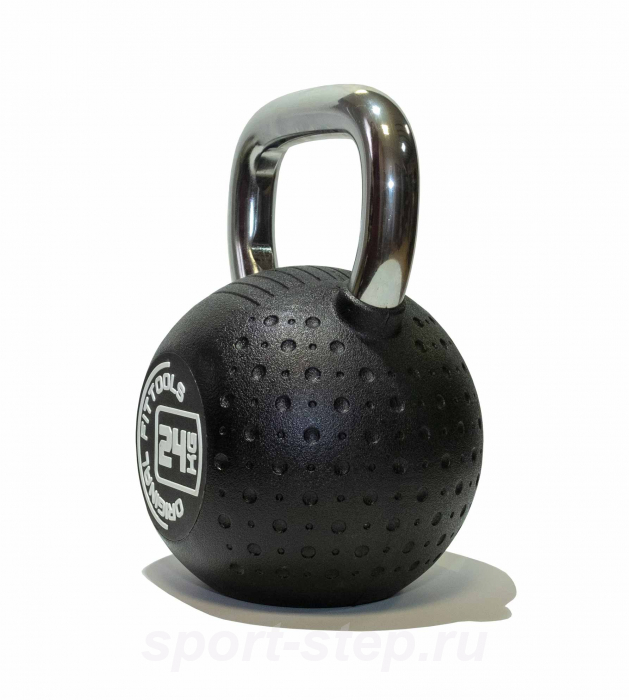 Гиря 24 кг с хромированной ручкой полиуретановая (CPU) OFT FT-KB-CPU-24