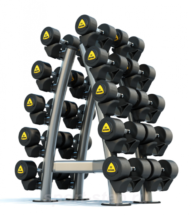 Стойка для гантелей двусторонняя на 10 пар, серия ST Perfomance серая ZST-VX10-5107