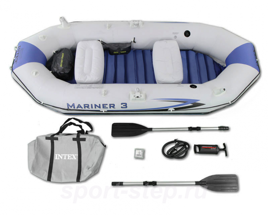 Лодка Intex Mariner 3 68373 с жестким полом, веслами и насосом