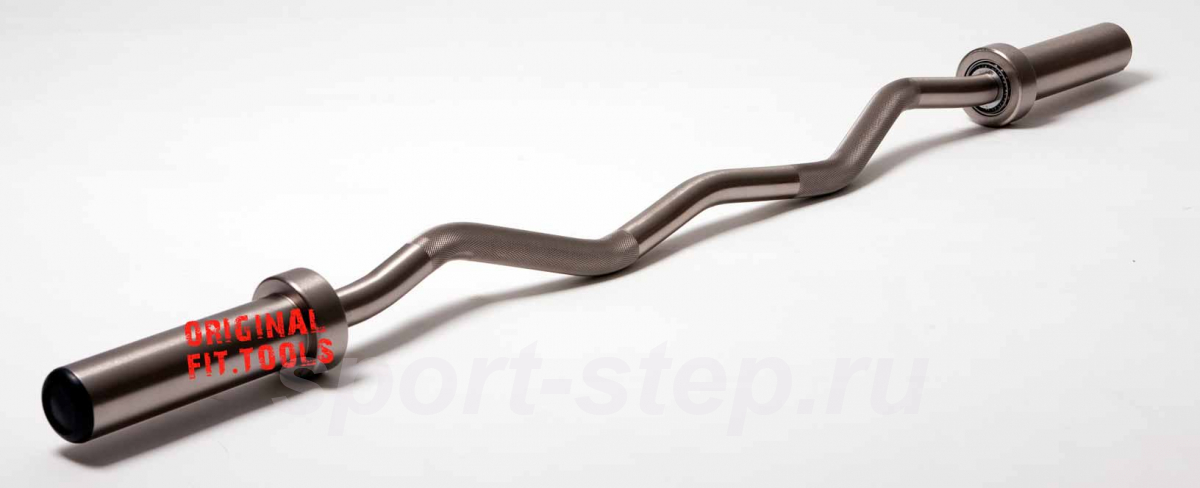 Гриф олимпийский химтравленый слабоизогнутый 47", с упорным подшипником, резиновыми ограничителями и замками Fit.Tools