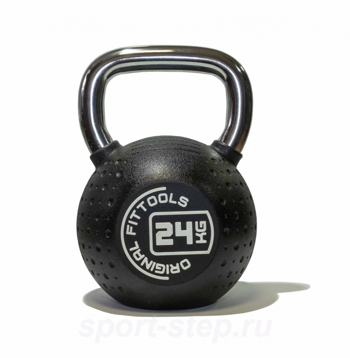 Гиря 24 кг с хромированной ручкой полиуретановая (CPU) OFT FT-KB-CPU-24