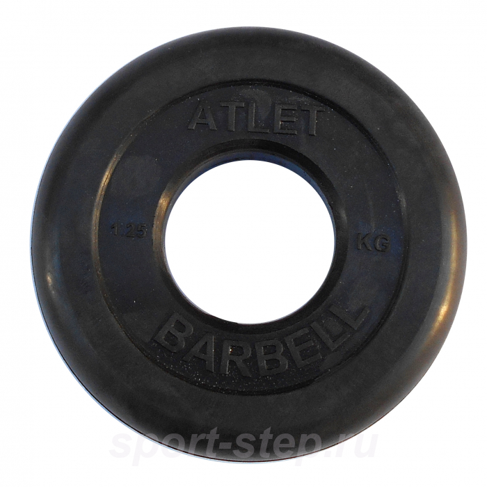 Диски обрезиненные, чёрного цвета, 51 мм, 1,25 кг, Atlet MB-AtletB51-1,25