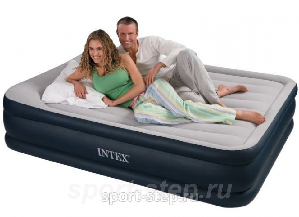 Двуспальная надувная кровать Intex 67738 Deluxe Pillow Rest Raised Bed с встроенным электрическим насосом