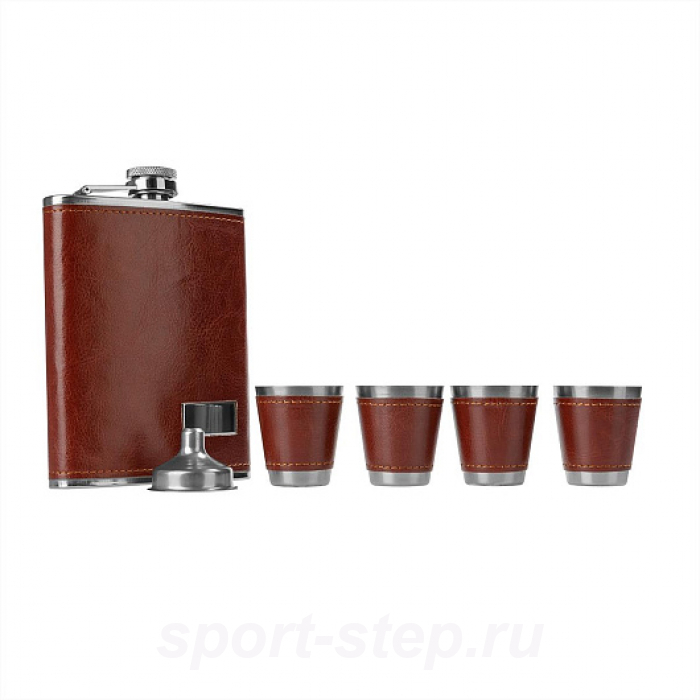 Набор Фляжка (в коже 240 мл + 4 стопки + воронка) (HS-N-А07) Helios