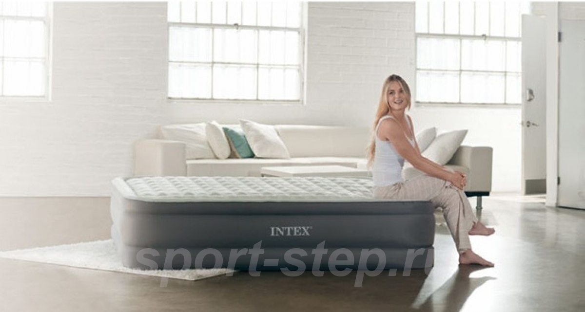 Двуспальная надувная кровать Intex 64486 PremAire Bed со встроенным насосом