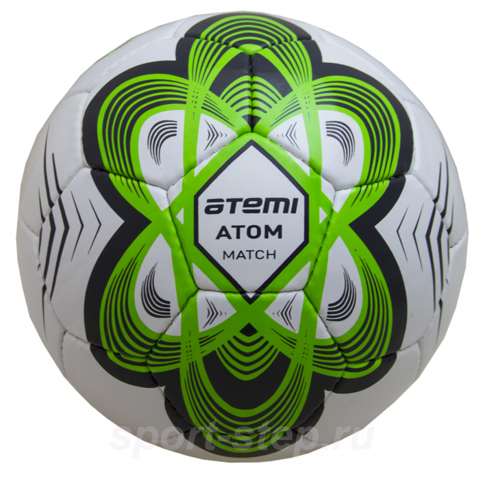 Мяч футбольный Atemi ATOM, PU, зеленый, р.5, р/ш, окруж 68-71