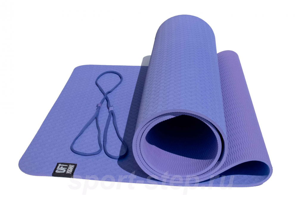Коврик для йоги 6 мм двуслойный TPE фиолетово-сиреневый Original FitTools FT-YGM6-2TPE-1