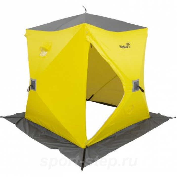 Палатка зимняя утепл. Куб Premium 1,8х1,8 желтый/серый (HS-WSCI-P-180YG) Helios