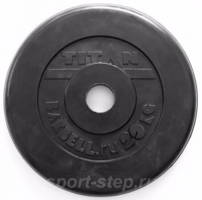 Диск обрезиненный черный 20 кг (51 мм) Titan TP51-20