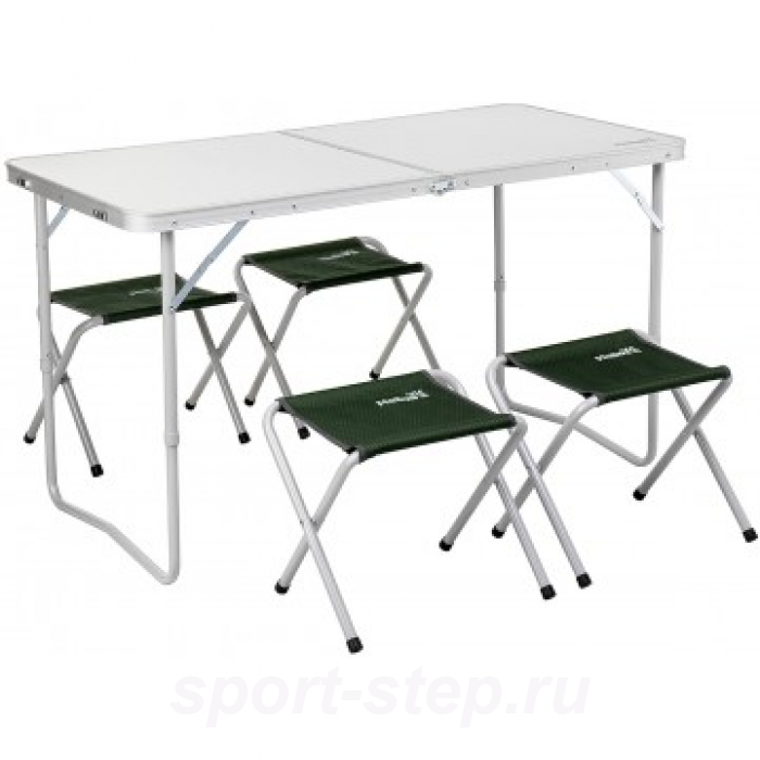 Набор мебели, стол + 4 табурета (сталь) (HS-TA-21407+HS-21124-G) Helios