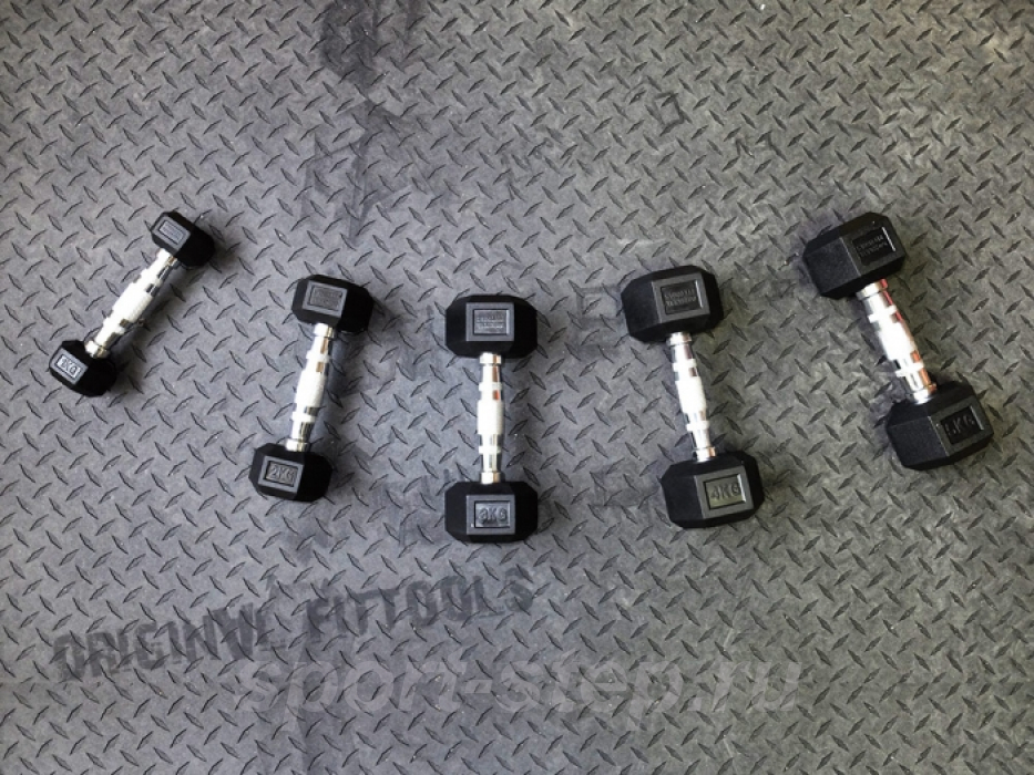 Набор гексагональных гантелей 5 пар от 1 до 5 кг Original FitTools FT-HEX-SET-30