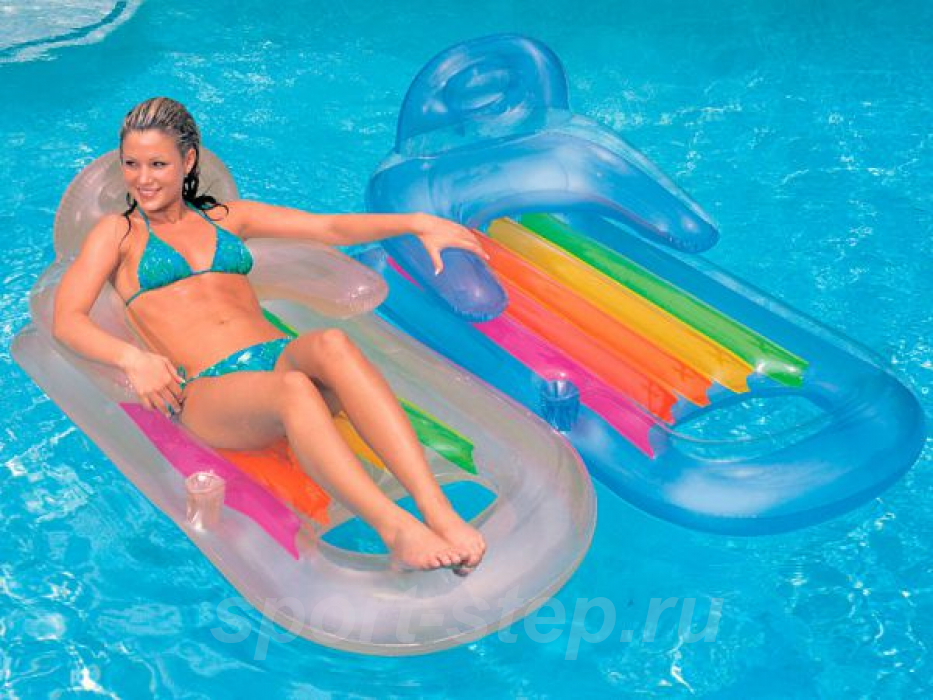 Надувной пляжный матрас с подголовником 183х69см intex 59720