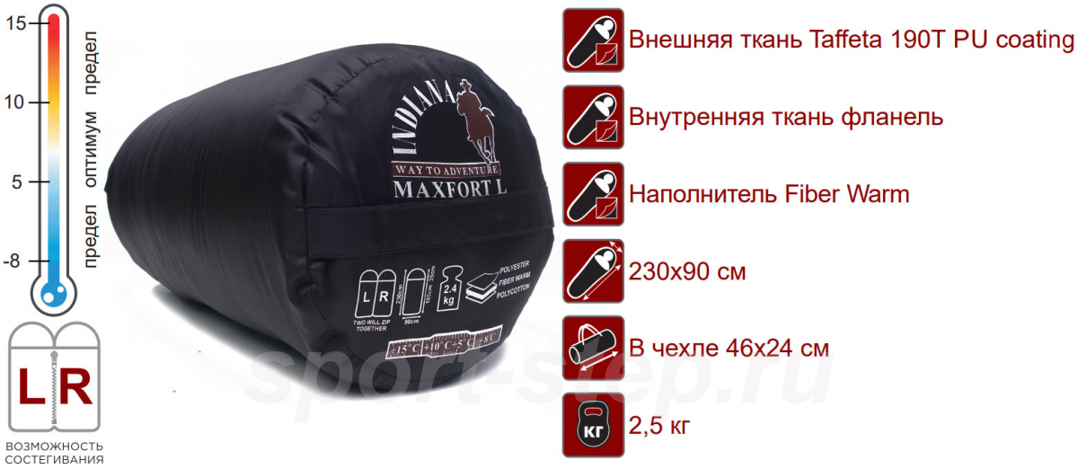 Спальный мешок INDIANA Maxfort R-zip от -8 °C