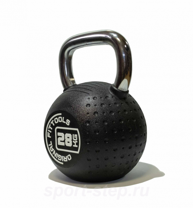 Гиря 28 кг с хромированной ручкой полиуретановая (CPU) OFT FT-KB-CPU-28