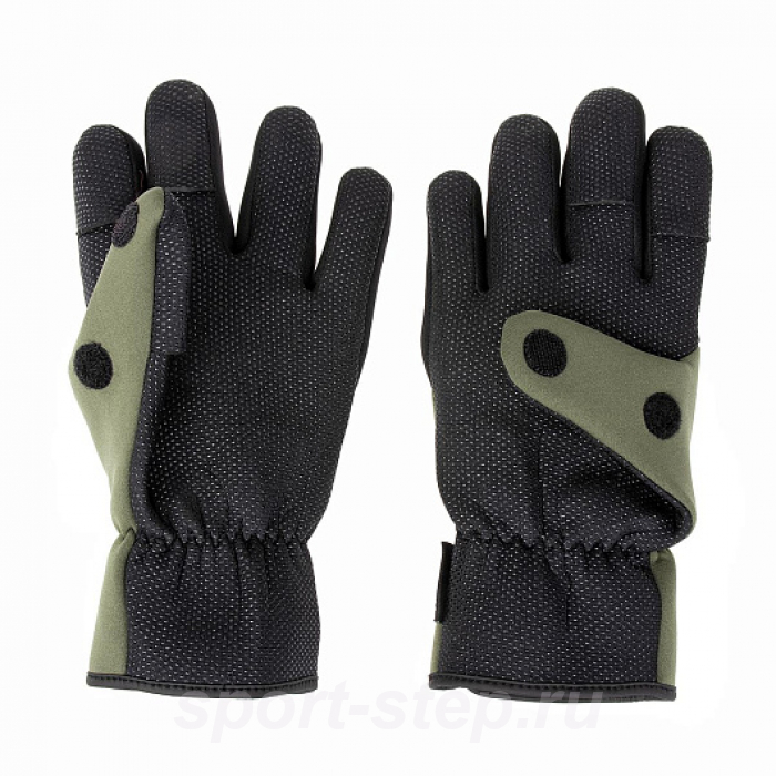 Перчатки рыбацкие FISHER неопрен. на липучке, цв.хаки р.XL (HS-HY-D13-XL) Helios