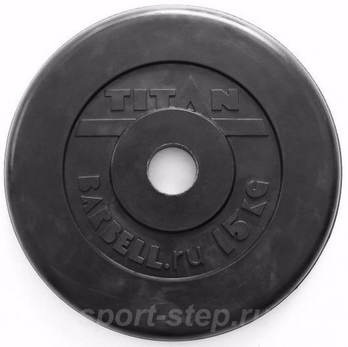 Диск обрезиненный черный 15 кг (51 мм) Titan TP51-15