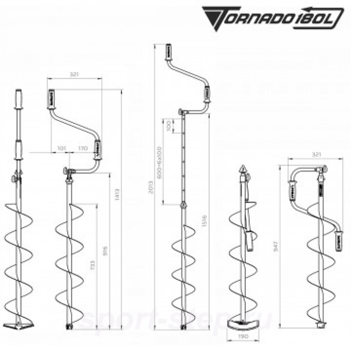 Ледобур ТОРНАДО-М2 ф180 левое вращение, без чехла (LT-180L-1) Тонар