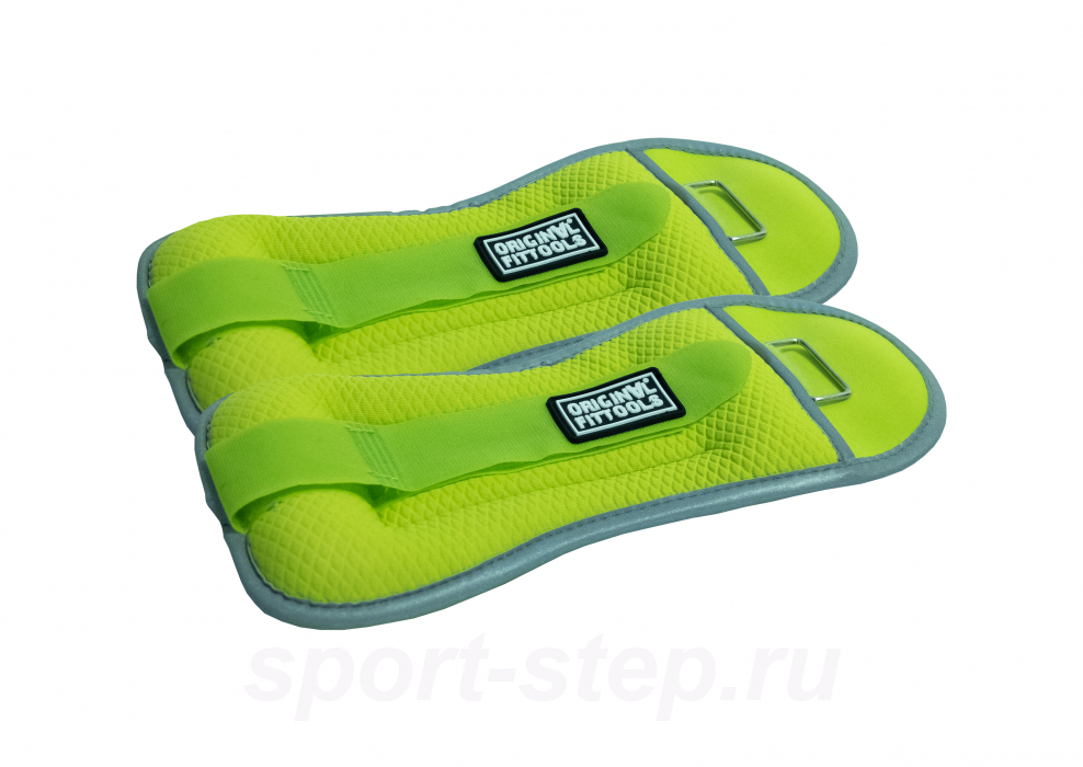 Комплект утяжелителей весом 2 кг (пара) ярко-зеленые Original FitTools FT-AW02-AG
