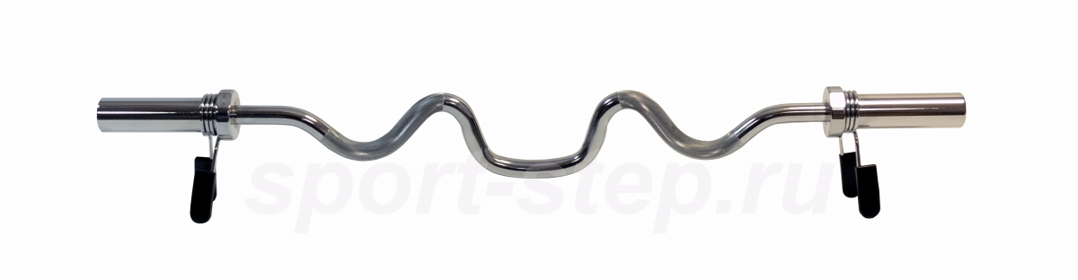 Гриф олимпийский сильноизогнутый хромированный 47" REBEL с замками R-OB47-W-C