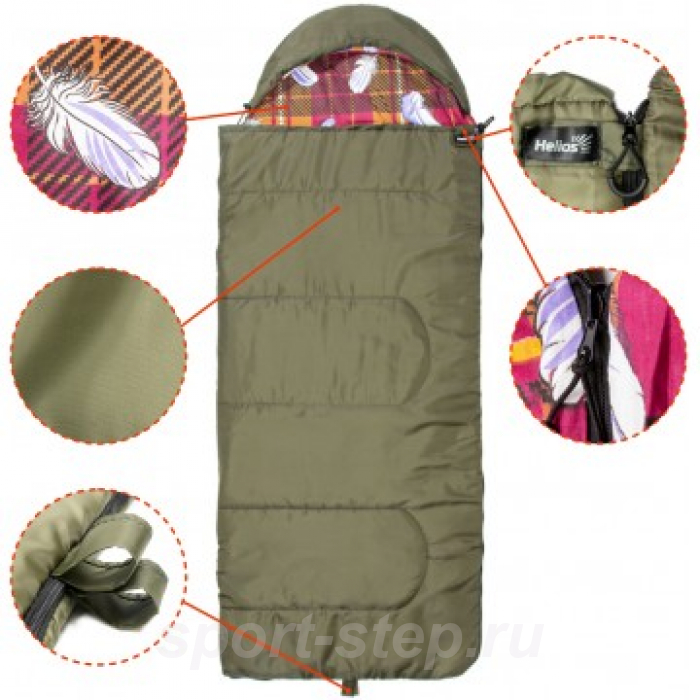 Спальный мешок БАТЫР СОК-2У (180*70) зелёный (холлофайбер) Helios