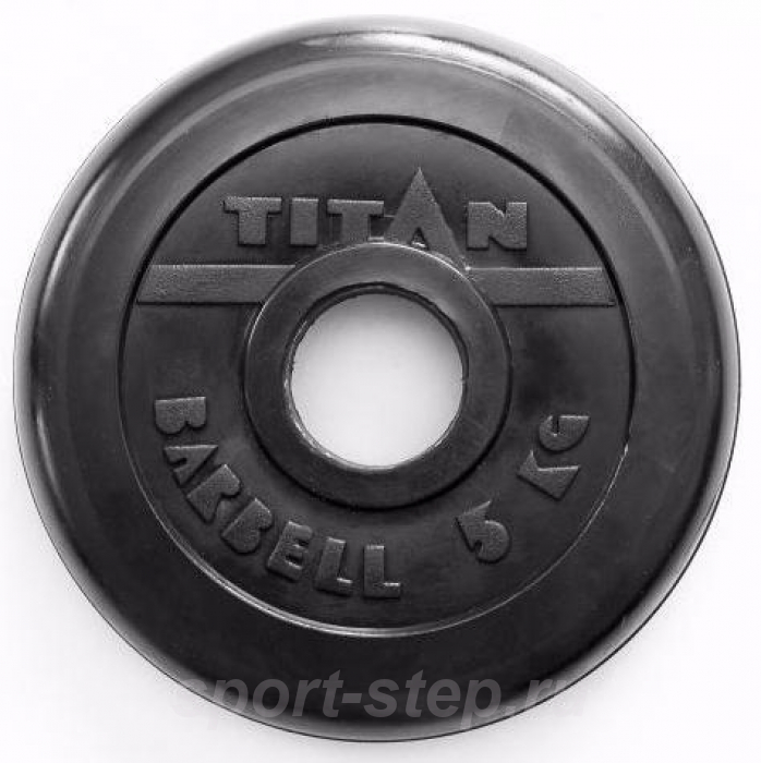 Диск обрезиненный черный 5 кг (51 мм) Titan TP51-5