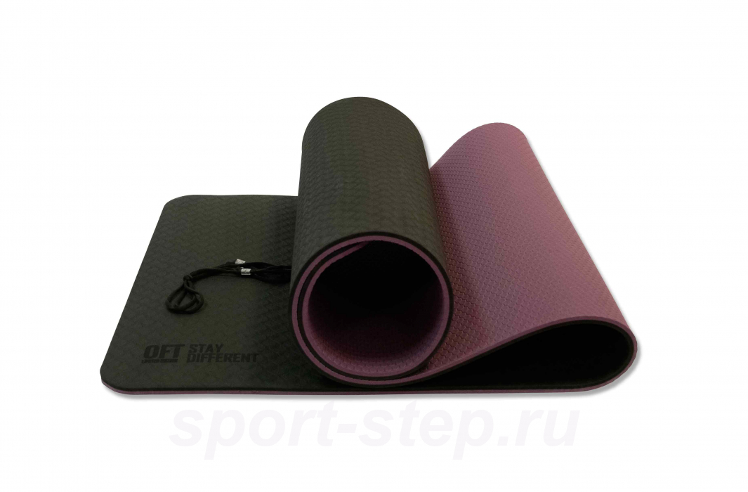 Коврик для йоги 10 мм двухслойный TPE черно-фиолетовый Original FitTools FT-YGM10-TPE-BPP