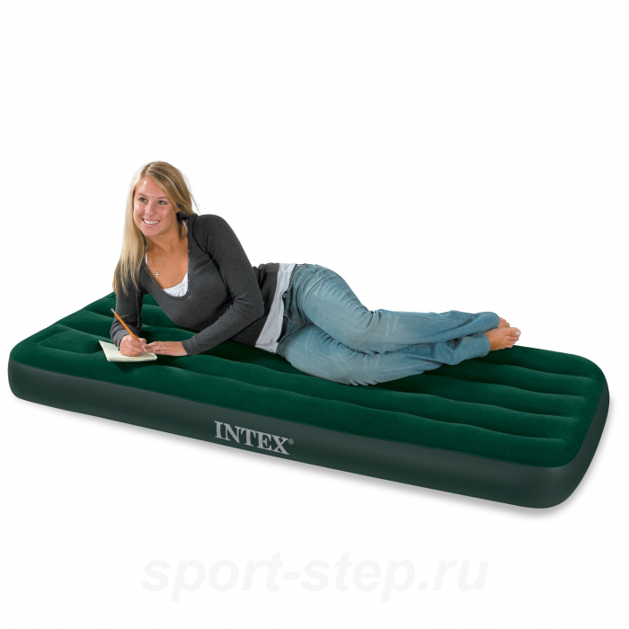 Двуспальный надувной матрас Intex 66929 Downy Bed с встроенным ножным насосом