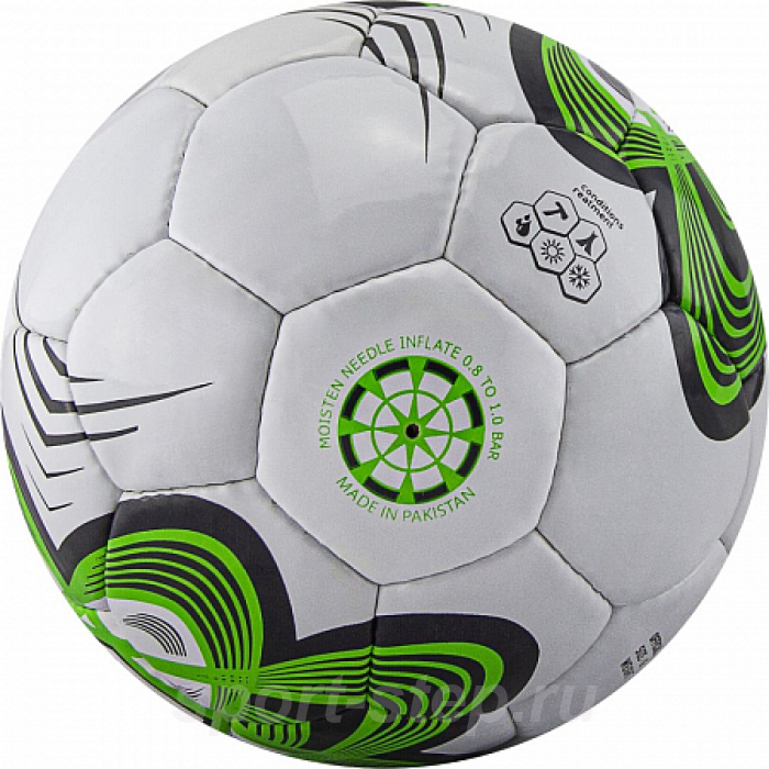 Мяч футбольный Atemi ATOM, PU, зеленый, р.5, р/ш, окруж 68-71