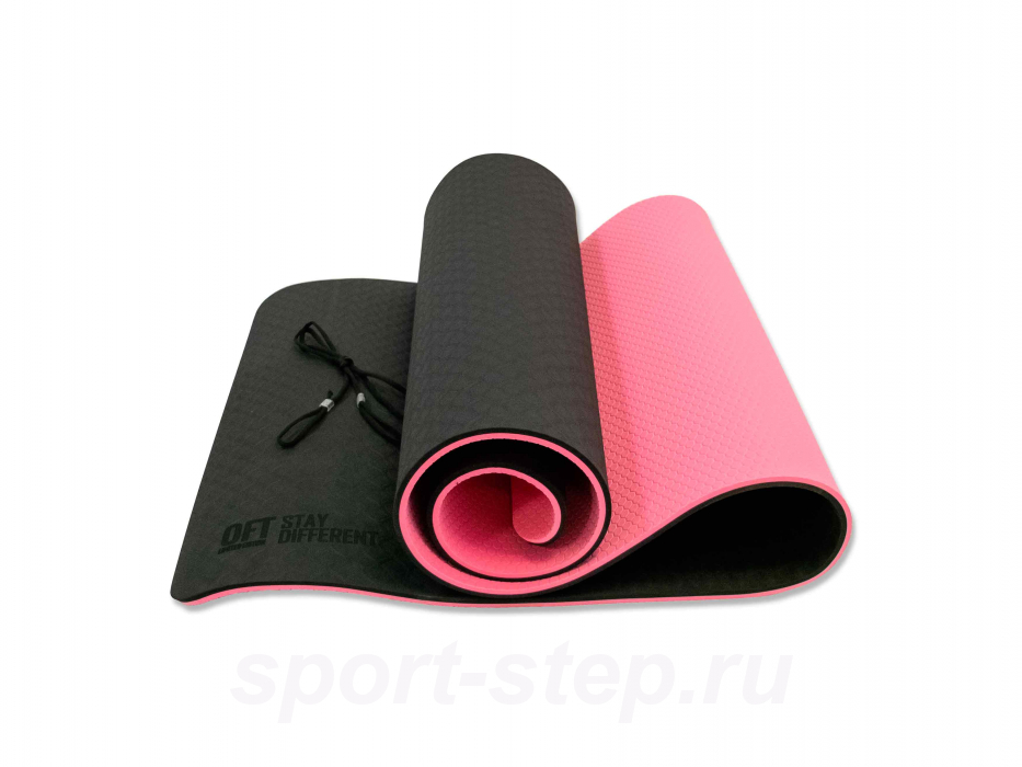 Коврик для йоги 10 мм двухслойный TPE черно-розовый Original FitTools FT-YGM10-TPE-BPNK