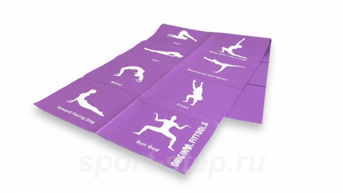 Складной коврик для йоги 4 мм (с упражнениями) Fitness Tools FT-YGMF-04