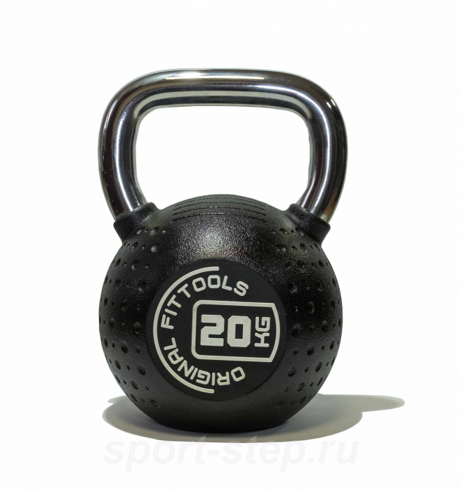 Гиря 20 кг с хромированной ручкой полиуретановая (CPU) OFT FT-KB-CPU-20