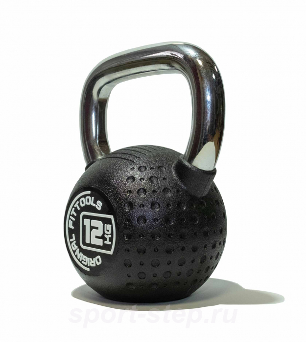 Гиря 12 кг с хромированной ручкой полиуретановая (CPU) OFT FT-KB-CPU-12