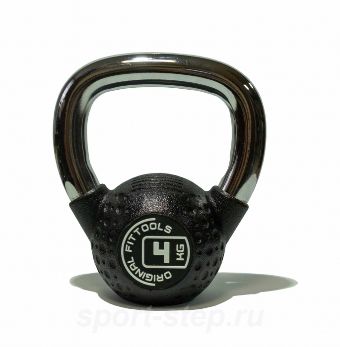 Гиря 4 кг с хромированной ручкой полиуретановая (CPU) OFT FT-KB-CPU-4