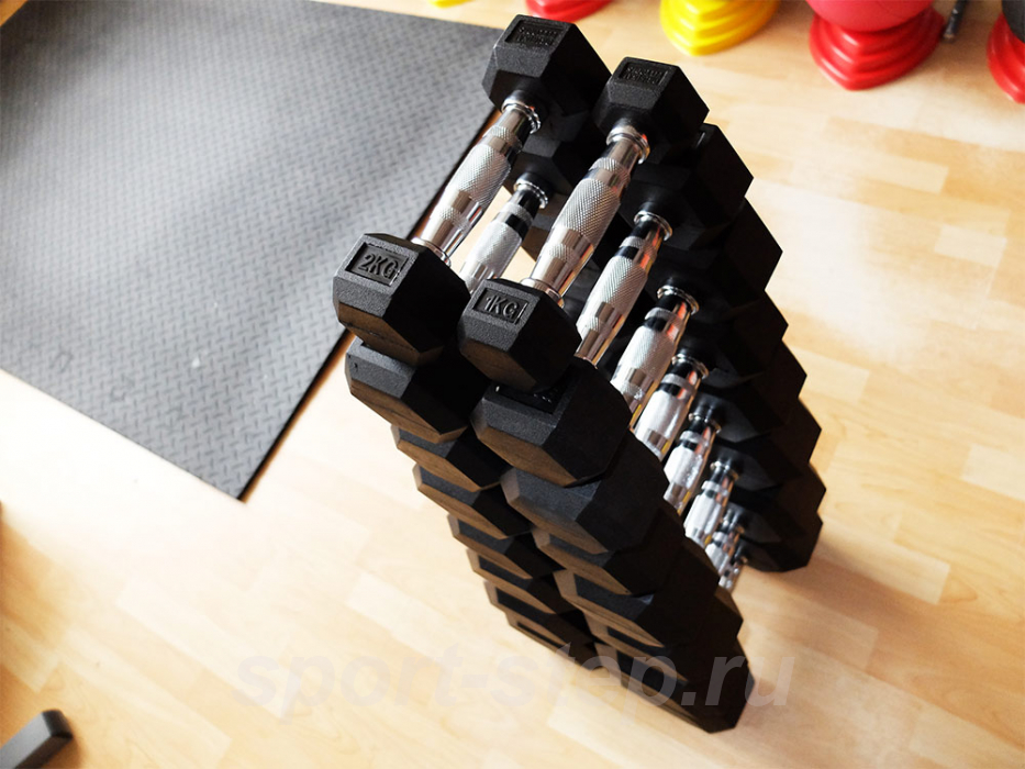 Набор гексагональных гантелей 16 пар от 1 до 25 кг OFT FT-HEX-SET-335