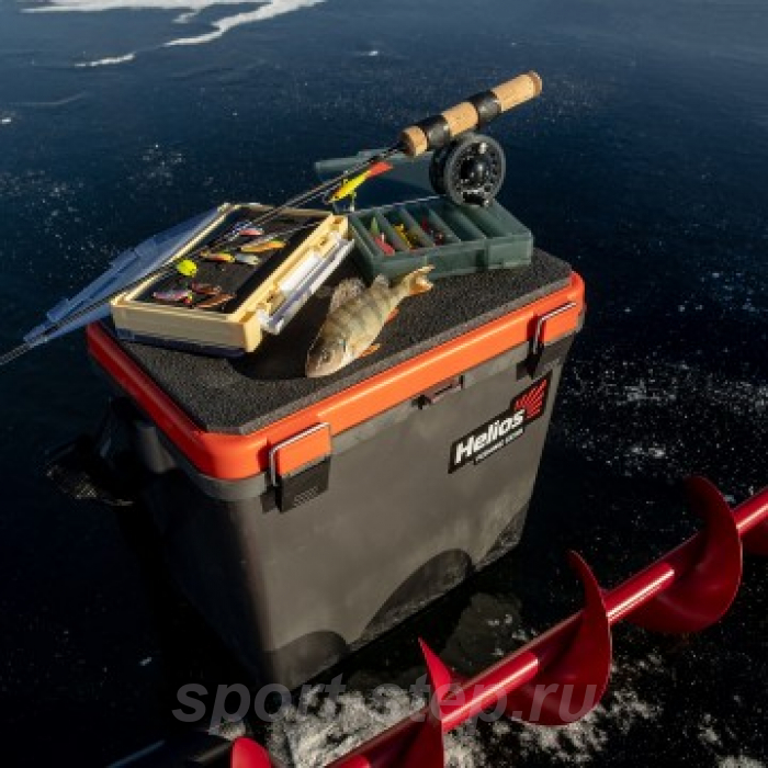 Ящик рыболовный зимний односекционный серый/золото (HS-IB-19-GGo-1) Helios