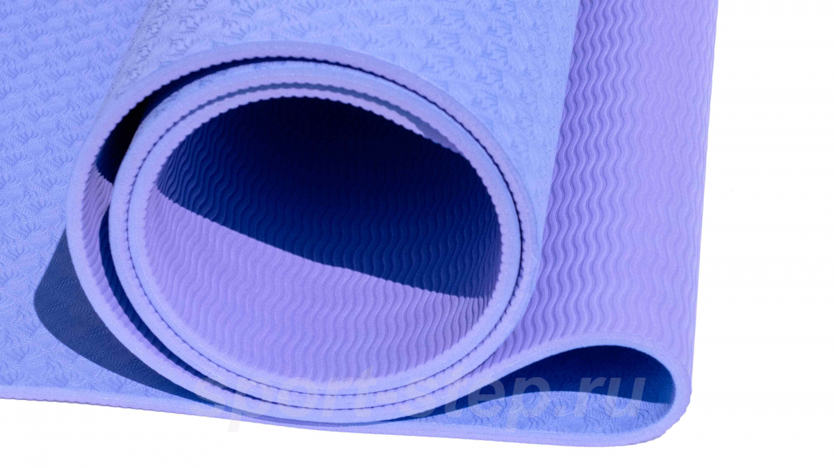 Коврик для йоги 6 мм двуслойный + ремешок для йоги