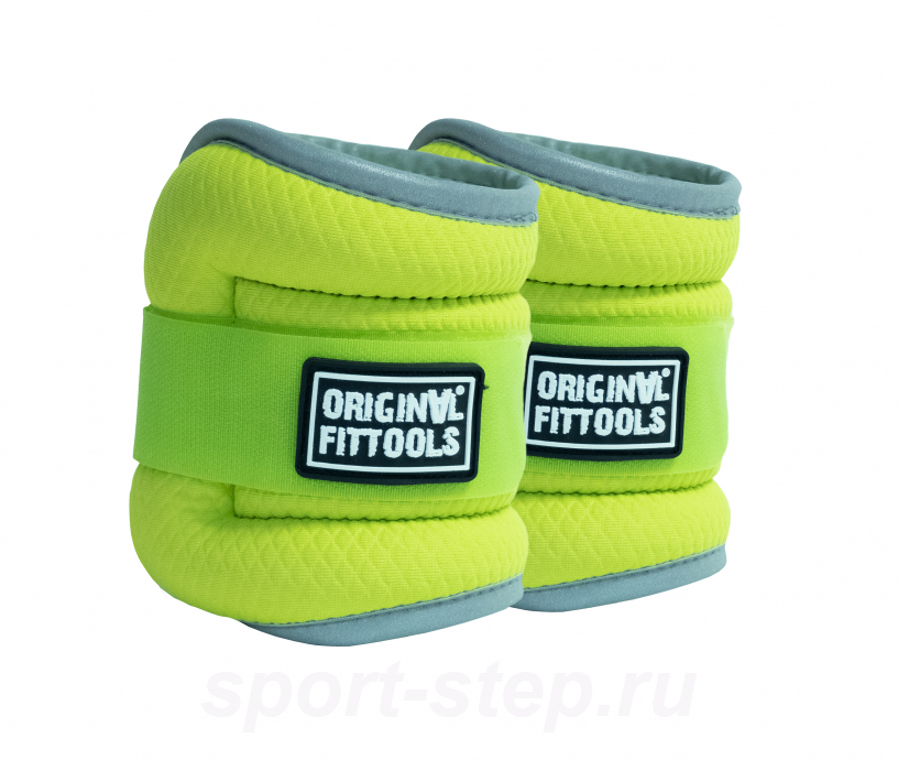 Комплект утяжелителей весом 1 кг (пара) ярко-зеленые Original FitTools FT-AW01-AG