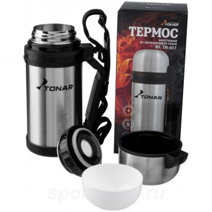 Термос (HS.TM-010) 1000ML (дополн.пласт.чашка, скл.ручка, ремень) TONAR