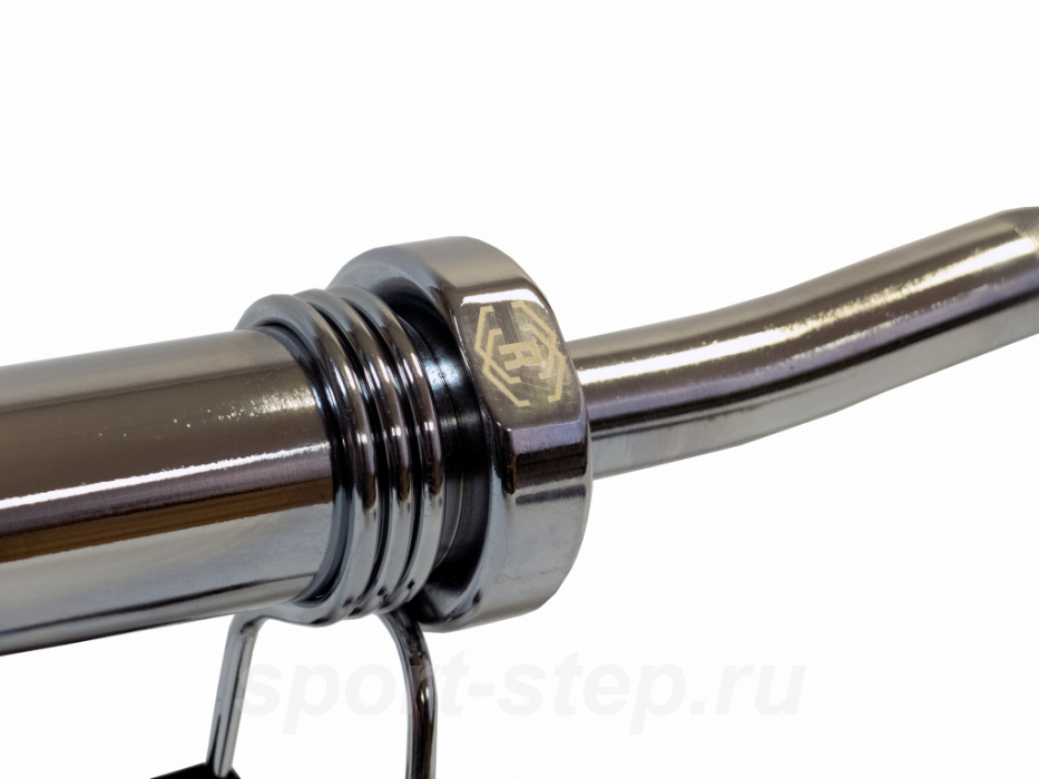 Гриф олимпийский слабоизогнутый хромированный 47" REBEL с замками R-OB47-Z-C