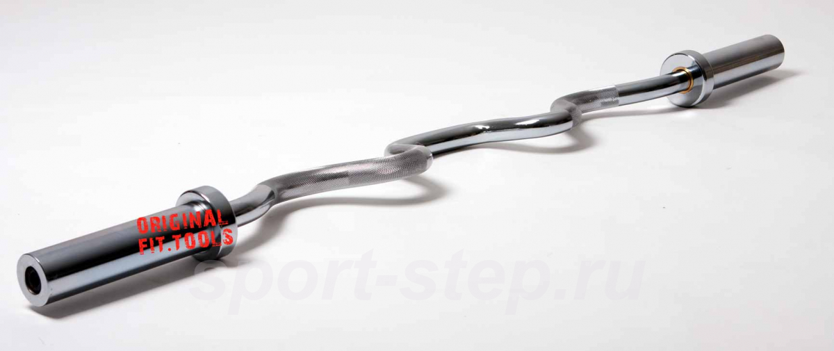 Гриф олимпийский хромированный сильноизогнутый 47" с замками Fit.Tools FT-OB-47-W-CR-SC