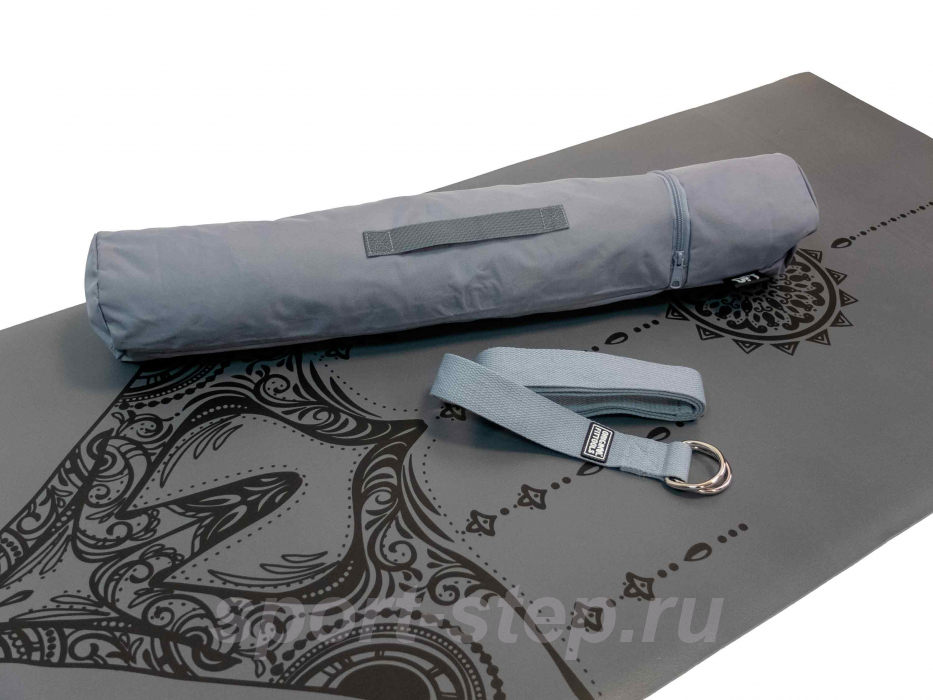 Коврик для йоги 2.5 мм серый в сумке с ремешком Original FitTools FT-TYM025-GY