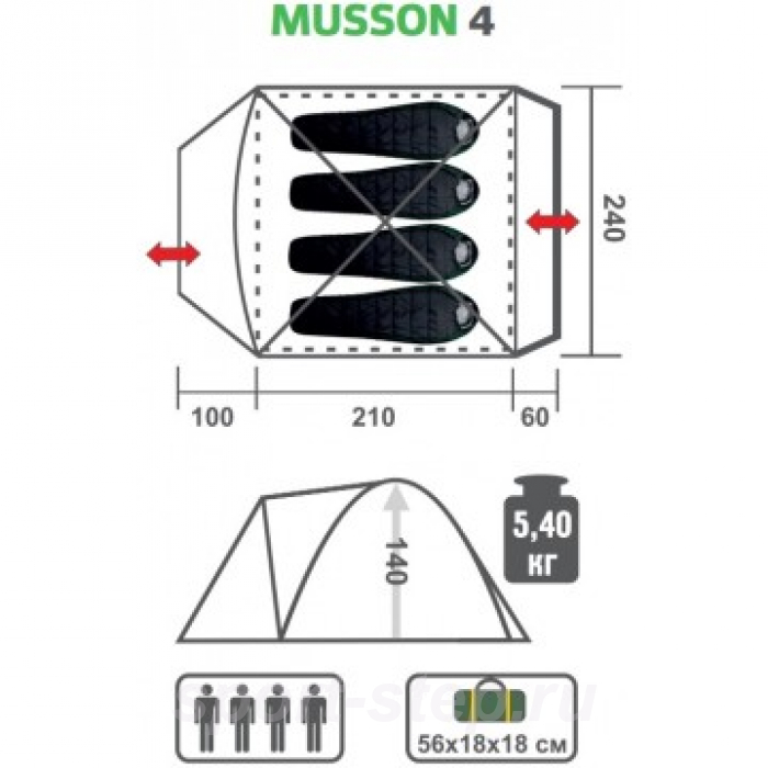 Палатка MUSSON-4 (HS-2366-4 GO) Helios