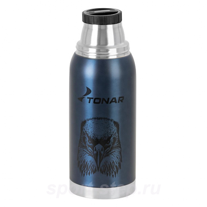 Термос (HS.TM-054S-BE) 1000ML с ситечком Орёл синий (2 крышки-кружки) TONAR