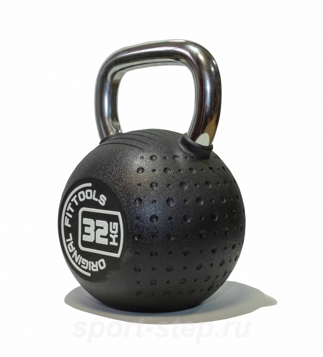 Гиря 32 кг с хромированной ручкой полиуретановая (CPU) OFT FT-KB-CPU-32