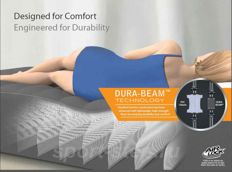 Двуспальная надувная кровать Intex 67770 Comfort-Plush Mid-Rise Airbed с встроенным насосом