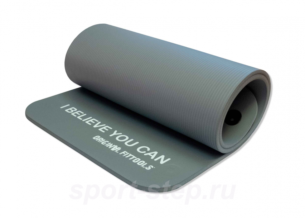 Мат для аэробики NBR 12,5 мм серый с кольцами Original FitTools FT-YGR-125NBR-GYP