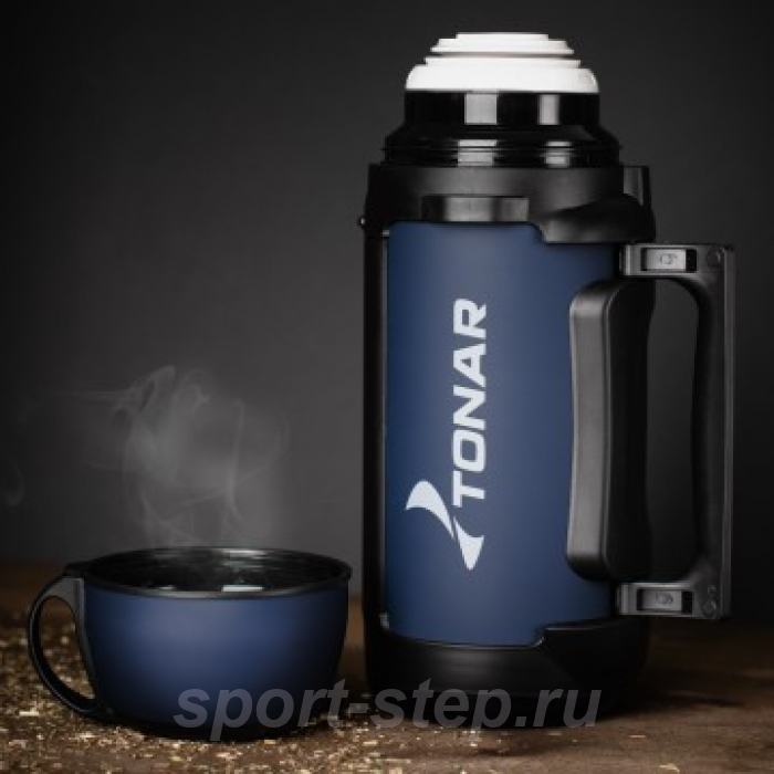 Термос (HS.TM-041) 1400ML (крышка-кружка с ручк, доп.пл.чашка, скл.ручки, ремень) TONAR